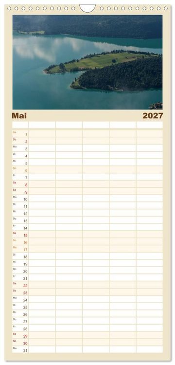 Produktbild: Familienplaner 2027 - Berge und Seen rund um die Zugspitze mit 5 Spalten (Wandkalender, 21 x 45 cm) CALVENDO