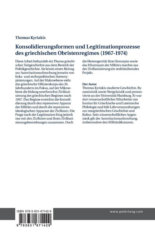 Produktbild: Konsolidierungsformen und Legitimationsprozesse des griechischen Obristenregimes (1967-1974)