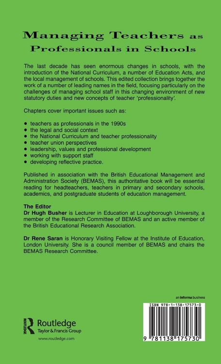 Produktbild: Managing Teachers as Professionals in Schools