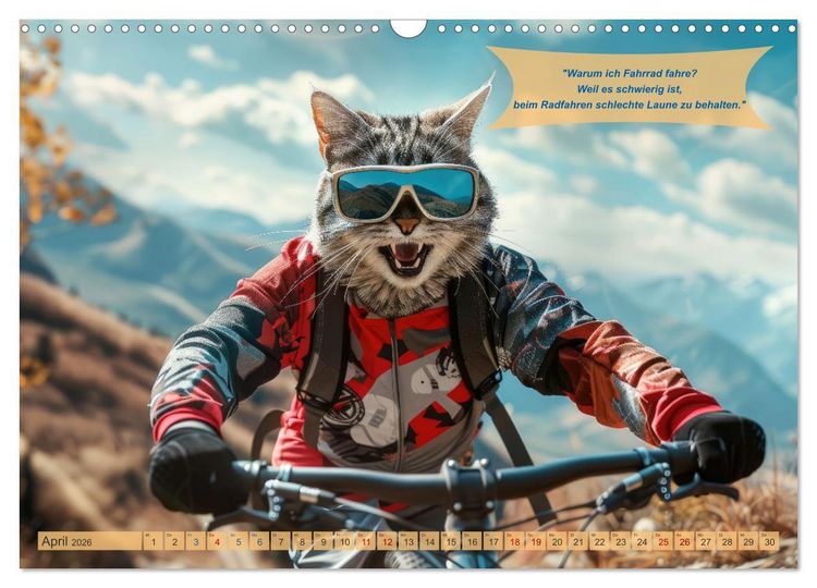 Produktbild: Der tierisch lustige Fahrradkalender (Wandkalender 2026 DIN A3 quer), CALVENDO Monatskalender