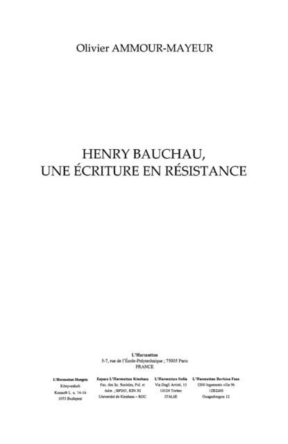 Produktbild: Henry bauchau une ecriture enresistance