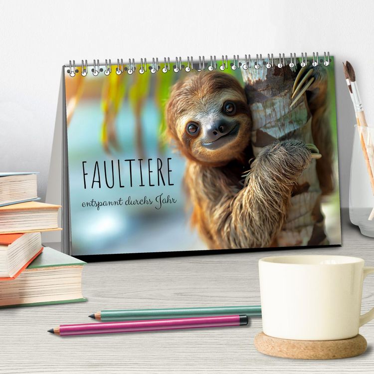 Produktbild: Faultiere - entspannt durchs Jahr (Tischkalender 2026 DIN A5 quer), CALVENDO Monatskalender