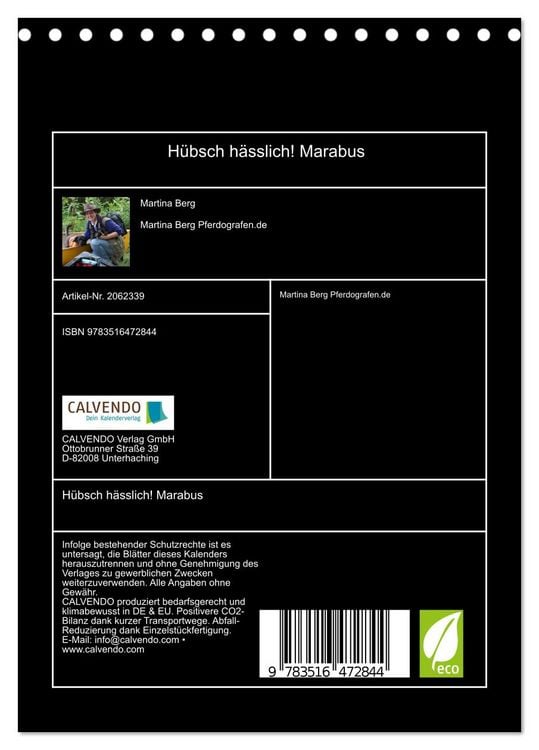 Produktbild: H&uuml;bsch h&auml;sslich! Marabus (Tischkalender 2026 DIN A5 hoch), CALVENDO Monatskalender