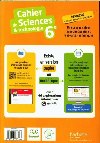 Produktbild: Cahier de sciences & technologie 6e