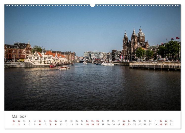 Produktbild: Amsterdam - Wasserstra&szlig;en und Grachten (hochwertiger Premium Wandkalender 2027 DIN A2 quer), Kunstdruck in Hochglanz