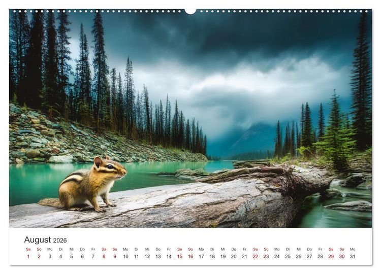 Produktbild: Backen voll - Ein Jahr mit Streifenh&ouml;rnchen (hochwertiger Premium Wandkalender 2026 DIN A2 quer), Kunstdruck in Hochglanz