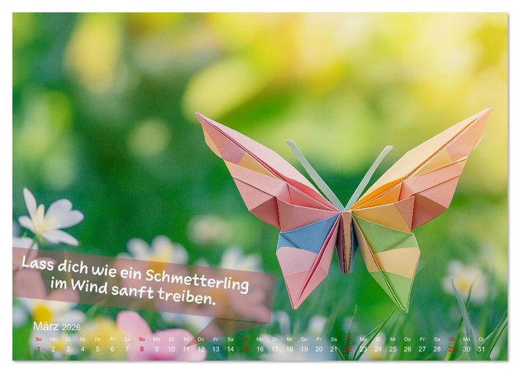 Produktbild: Origami Kalender der Achtsamkeit - Achtsamkeitskalender (Tischkalender 2026 DIN A5 quer), CALVENDO Monatskalender