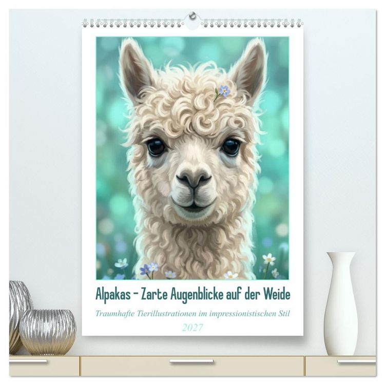 Produktbild: Alpakas - Zarte Augenblicke auf der Weide (hochwertiger Premium Wandkalender 2027 DIN A2 hoch), Kunstdruck in Hochglanz