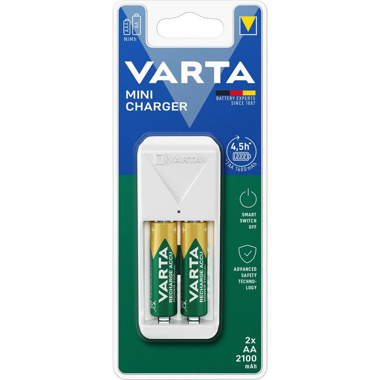 Produktbild: Varta Batterieladeger&auml;t Mini Charger 2x AA 56706 2100mAh wei&szlig;