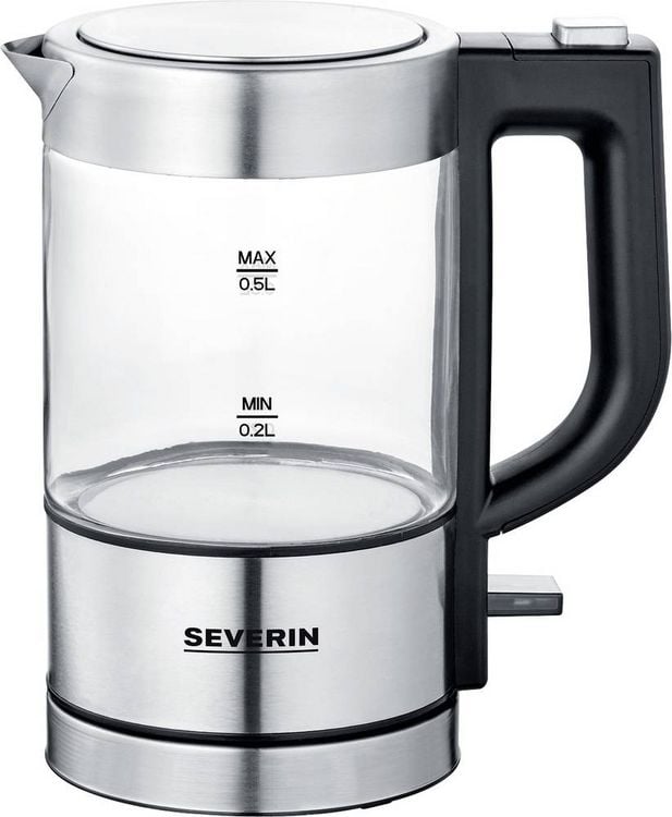 Produktbild: Severin 3472 Wasserkocher schnurlos, &Uuml;berhitzungsschutz Edelstahl (geb&uuml;rstet), Schwarz Fassungsverm&ouml;gen: 0.5 l