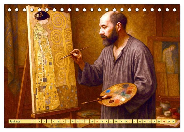 Produktbild: Gustav Klimt. Sein Leben, seine Kunstwerke (Tischkalender 2026 DIN A5 quer), CALVENDO Monatskalender