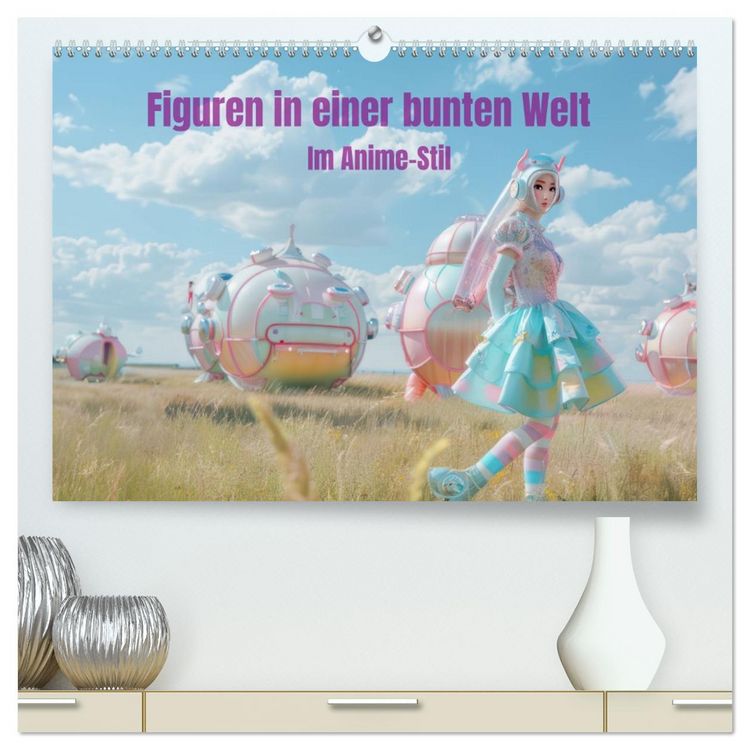 Produktbild: Figuren in einer bunten Welt - Im Anime-Stil (hochwertiger Premium Wandkalender 2026 DIN A2 quer), Kunstdruck in Hochglanz