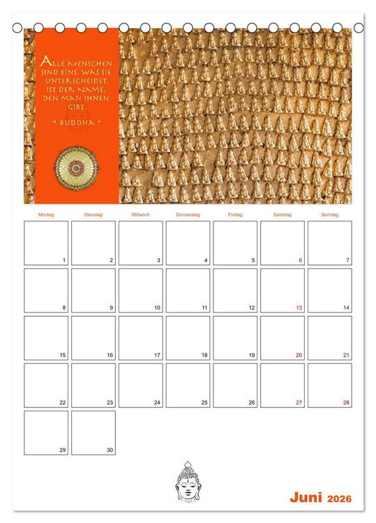 Produktbild: Buddhas Zitate und Weisheiten (Tischkalender 2026 DIN A5 hoch), CALVENDO Monatskalender