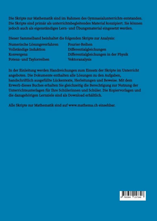 Produktbild: Skripte zur Mathematik - Fortgeschrittene Analysis