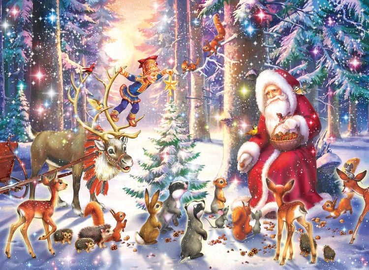 Produktbild: Puzzle Ravensburger Waldweihnacht 100 Teile XXL