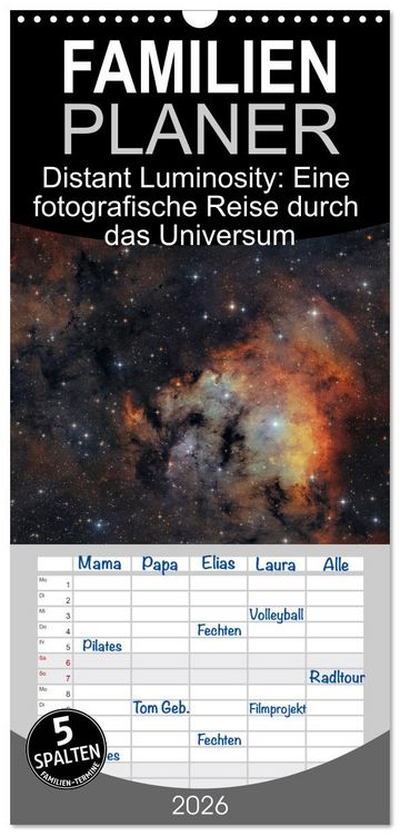 Produktbild: Familienplaner 2026 - Distant Luminosity: Eine fotografische Reise durch das Universum mit 5 Spalten (Wandkalender, 21 x 45 cm) CALVENDO