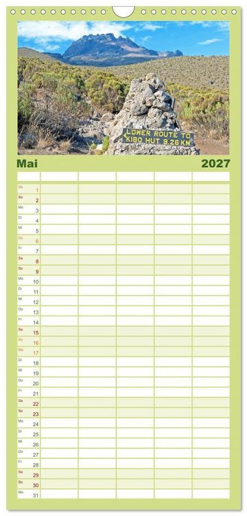Produktbild: Familienplaner 2027 - Entdeckungen am Kilimandscharo mit 5 Spalten (Wandkalender, 21 x 45 cm) CALVENDO