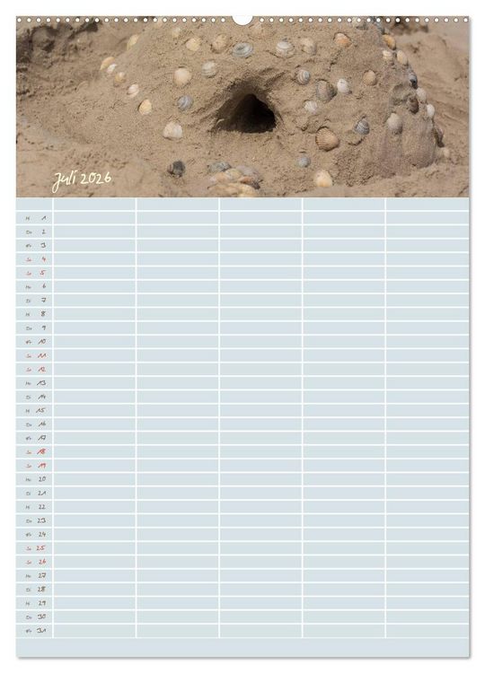 Produktbild: Kleine Sand-Sch&ouml;nheiten / Familienplaner (Wandkalender 2026 DIN A2 hoch), CALVENDO Monatskalender
