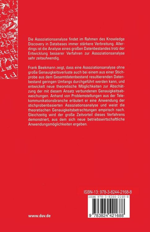 Produktbild: Stichprobenbasierte Assoziationsanalyse im Rahmen des Knowledge Discovery in Databases
