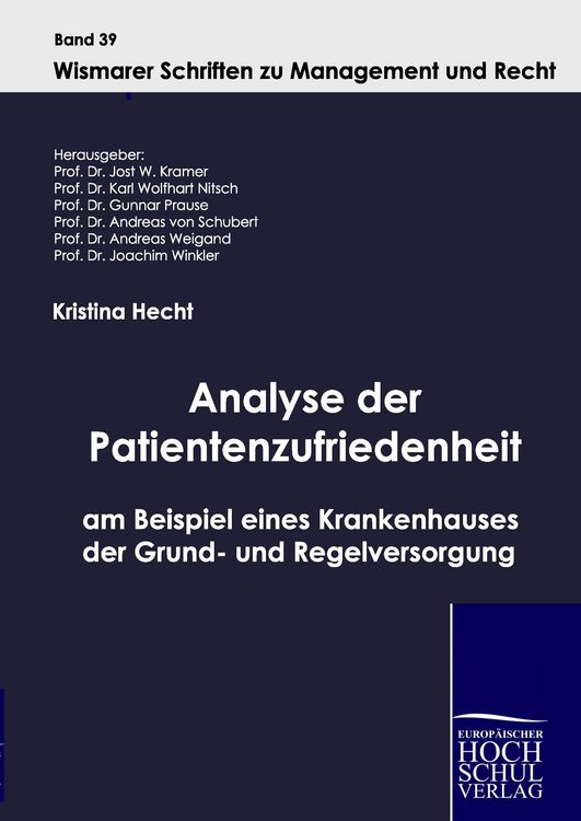 Produktbild: Analyse der Patientenzufriedenheit am Beispiel eines Krankenhauses der Grund- und Regelversorgung