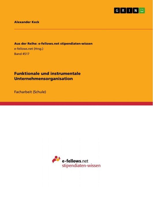 Produktbild: Funktionale und instrumentale Unternehmensorganisation
