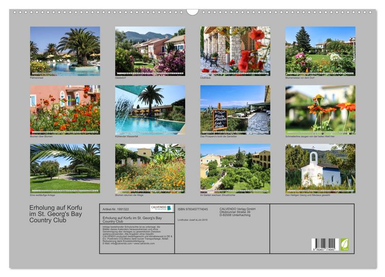 Produktbild: Erholung auf Korfu im St. Georg's Bay Country Club (Wandkalender 2026 DIN A2 quer), CALVENDO Monatskalender