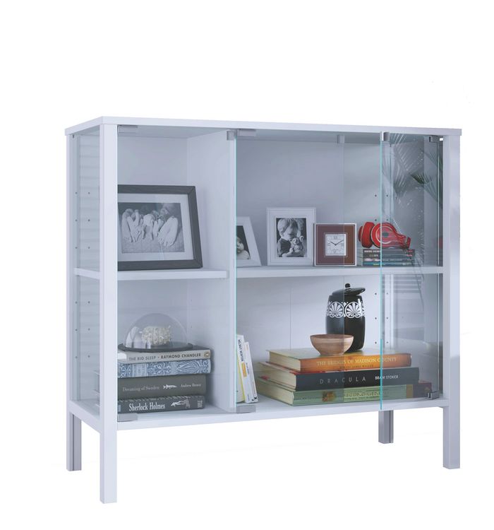 Produktbild: Glasvitrine Jensol mit ESG Glas Kommode stehend