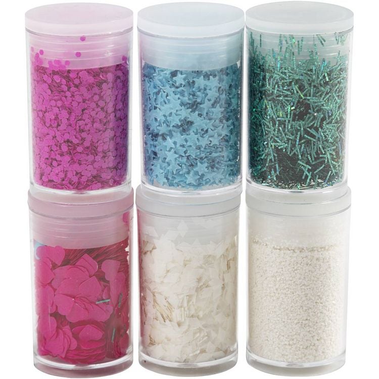 Produktbild: Creativ Company Biologisch abbaubarer Sparkles & Pailletten, Pastellfarben, 6x7 ml