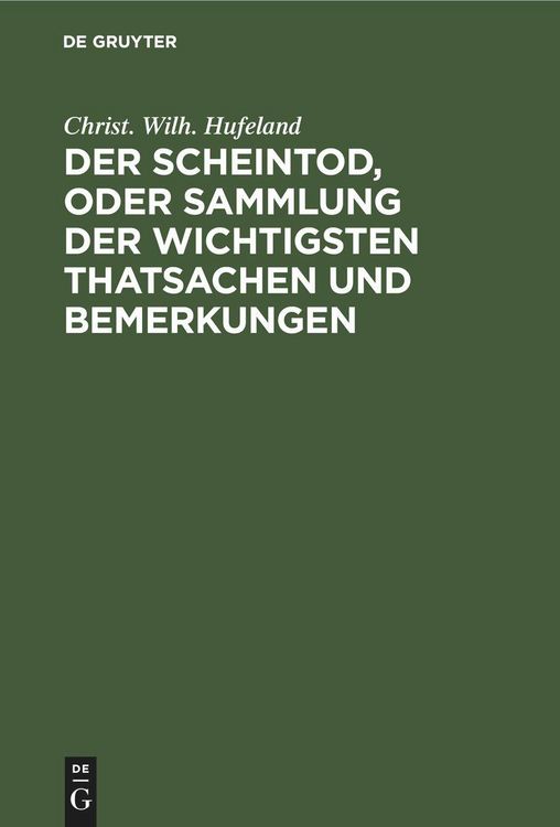 Produktbild: Der Scheintod, oder Sammlung der wichtigsten Thatsachen und Bemerkungen
