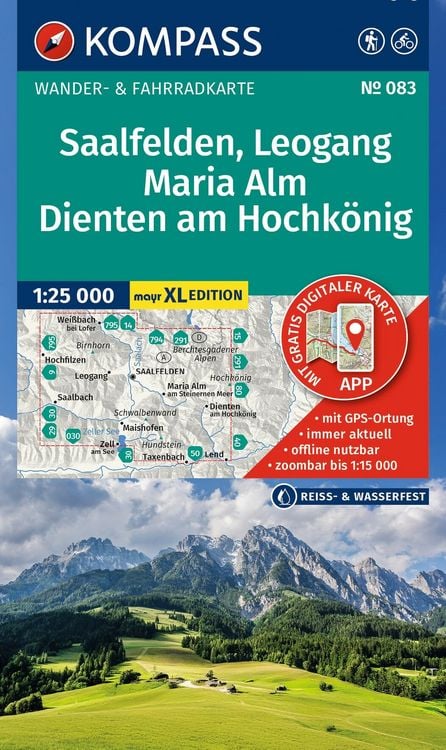 Produktbild: KOMPASS Wanderkarte 083 Saalfelden, Leogang, Maria Alm, Dienten am Hochk&ouml;nig 1:25.000