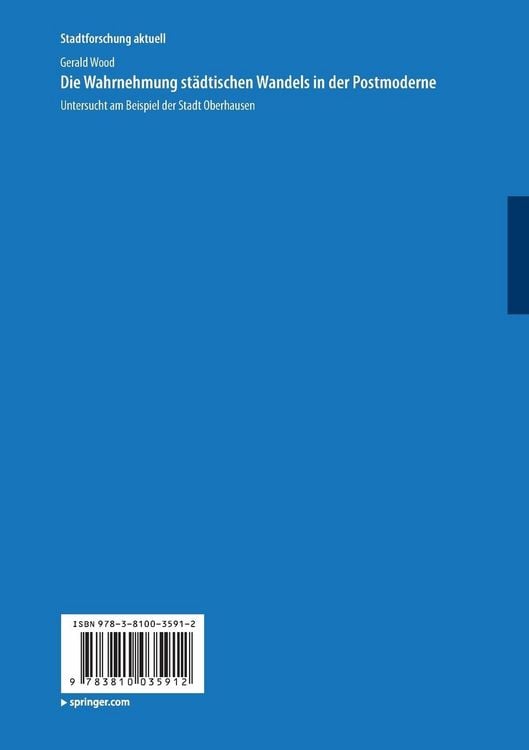 Produktbild: Die Wahrnehmung st&auml;dtischen Wandels in der Postmoderne