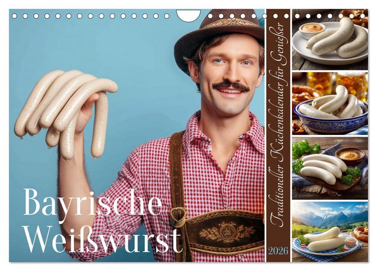 Produktbild: Bayrische Wei&szlig;wurst - Traditioneller K&uuml;chenkalender f&uuml;r Genie&szlig;er (Wandkalender 2026 DIN A4 quer), CALVENDO Monatskalender