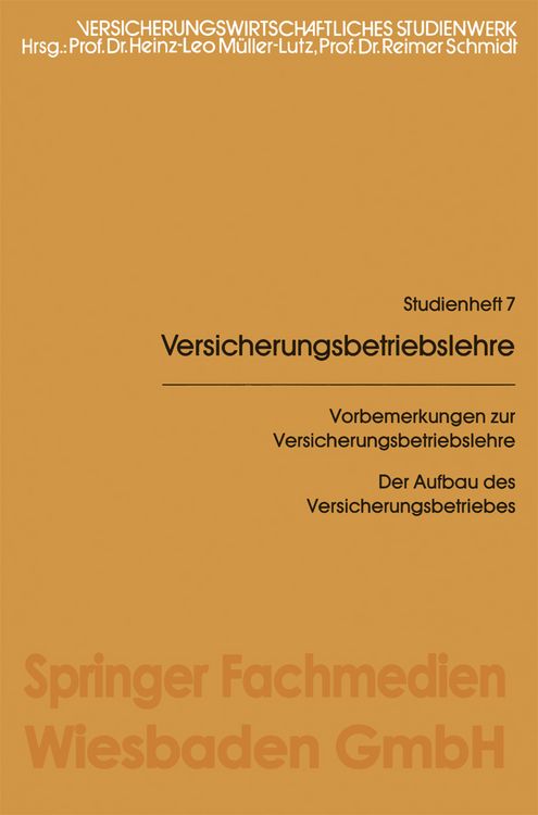 Produktbild: Vorbemerkungen zur Versicherungsbetriebslehre