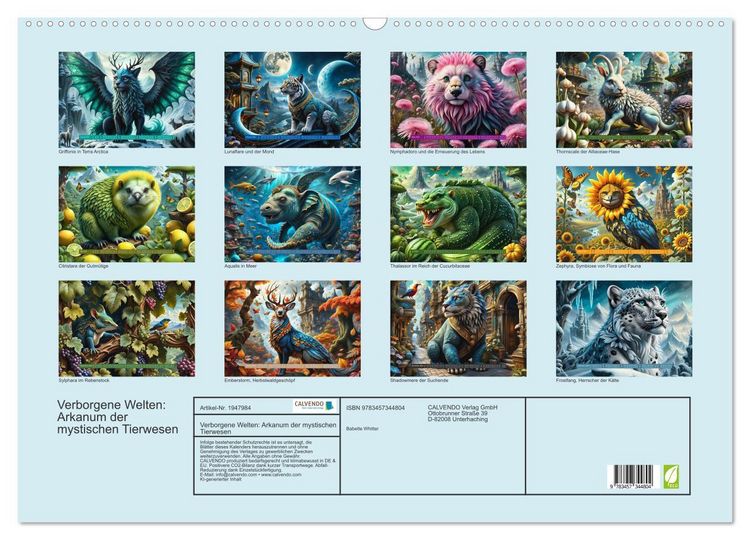 Produktbild: Verborgene Welten: Arkanum der mystischen Tierwesen (Wandkalender 2026 DIN A2 quer), CALVENDO Monatskalender