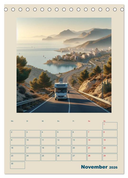 Produktbild: Traumreisen im Wohnmobil (Tischkalender 2026 DIN A5 hoch), CALVENDO Monatskalender