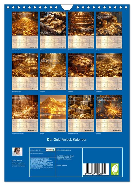 Produktbild: Der Geld-Anlock-Kalender (Wandkalender 2026 DIN A4 hoch), CALVENDO Monatskalender