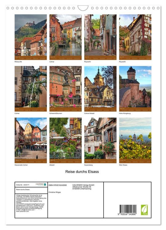 Produktbild: Reise durchs Elsass (Wandkalender 2026 DIN A3 hoch), CALVENDO Monatskalender