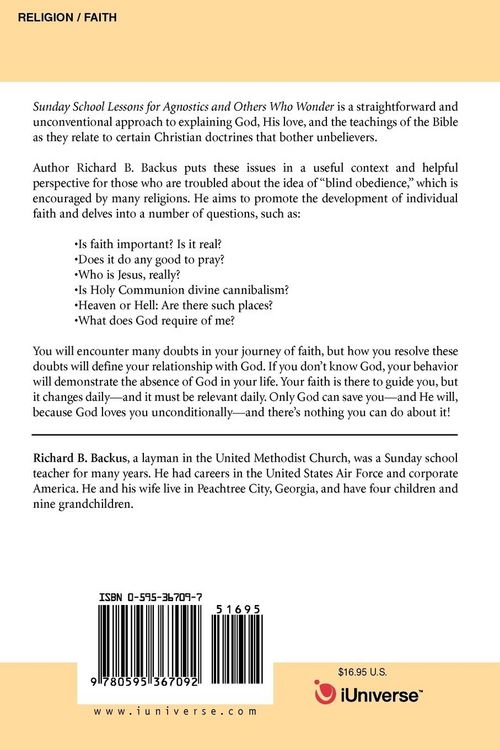 Produktbild: Sunday School Lessons for Agnostics and Others Who Wonder