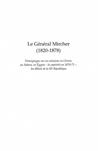 Produktbild: Le general mircher (1820-1878) - temoignages sur ses mission