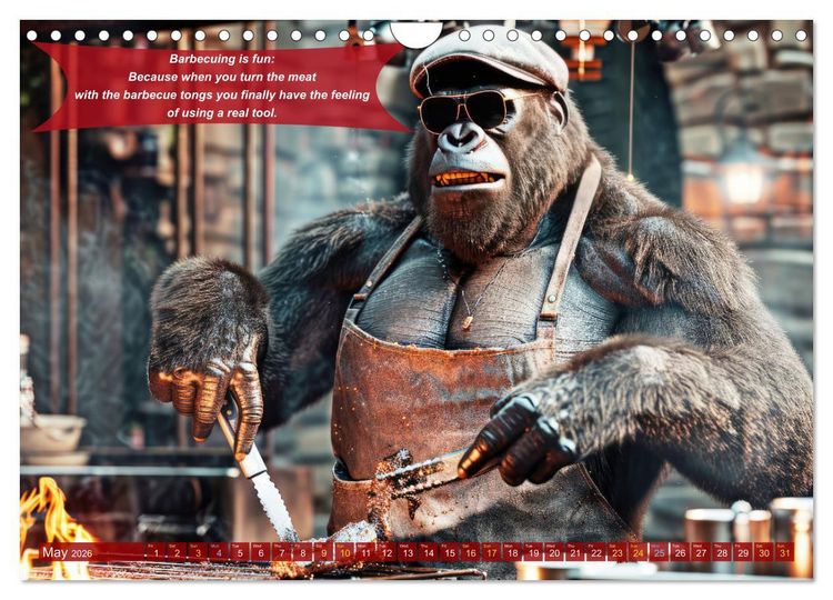 Produktbild: Funny charming animals as barbecue chef (Wall Calendar 2026 DIN A4 landscape), CALVENDO 12 Month Wall Calendar