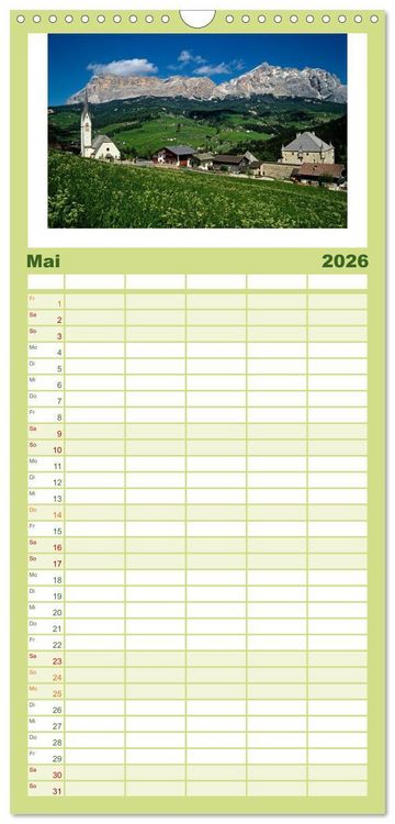 Produktbild: Familienplaner 2026 - S&Uuml;DTIROL - Land der Berge mit 5 Spalten (Wandkalender, 21 x 45 cm) CALVENDO