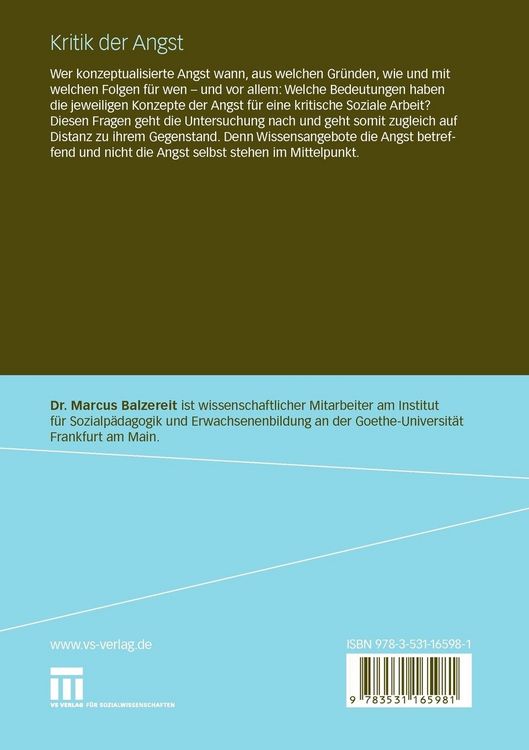 Produktbild: Kritik der Angst