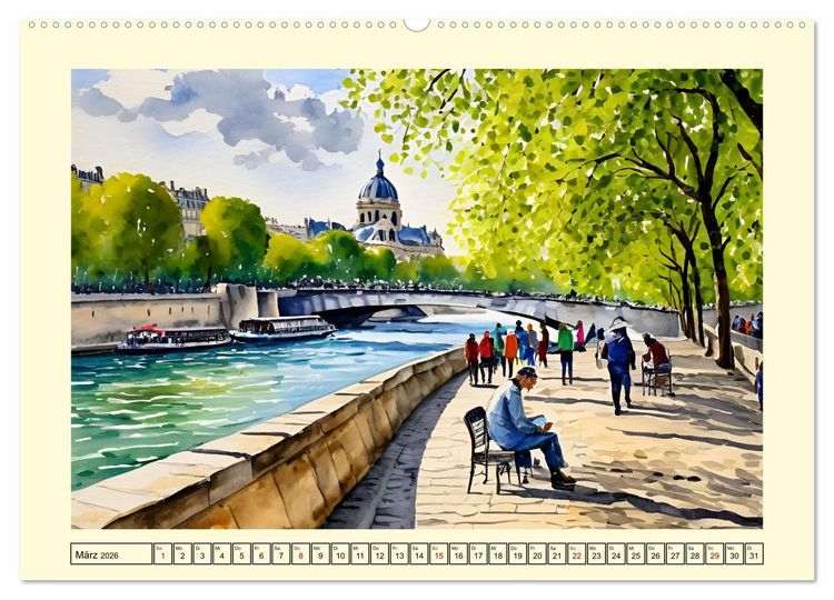Produktbild: Paris - Stadt der Liebe (hochwertiger Premium Wandkalender 2026 DIN A2 quer), Kunstdruck in Hochglanz
