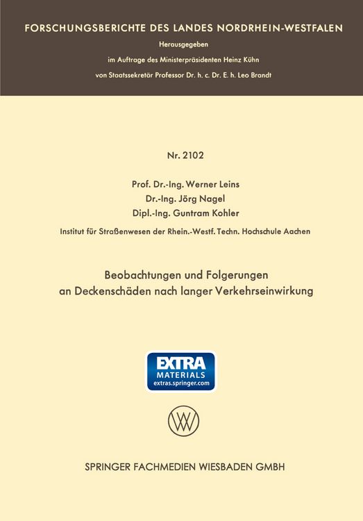 Produktbild: Beobachtungen und Folgerungen an Deckensch&auml;den nach langer Verkehrseinwirkung