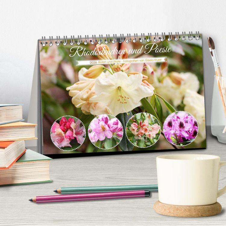 Produktbild: Rhododendren und Poesie (Tischkalender 2026 DIN A5 quer), CALVENDO Monatskalender