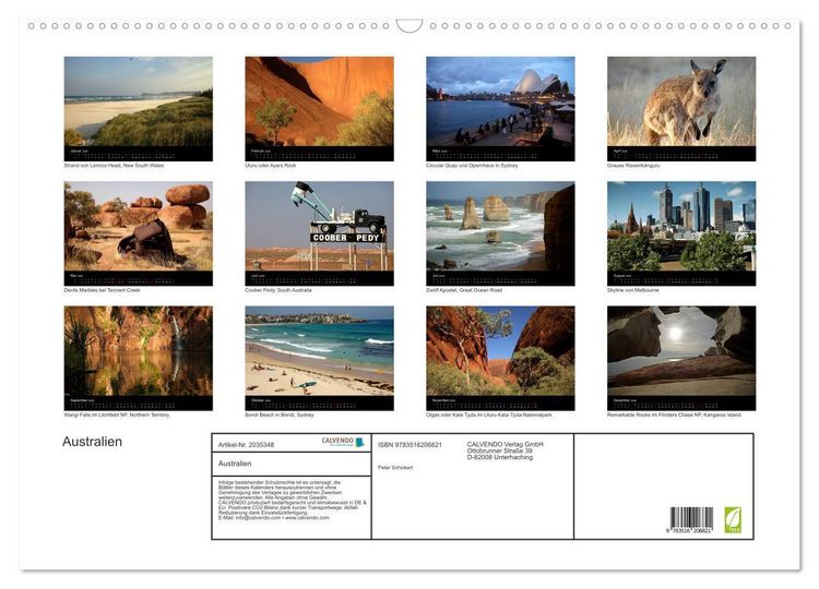 Produktbild: Australien (Wandkalender 2026 DIN A2 quer), CALVENDO Monatskalender
