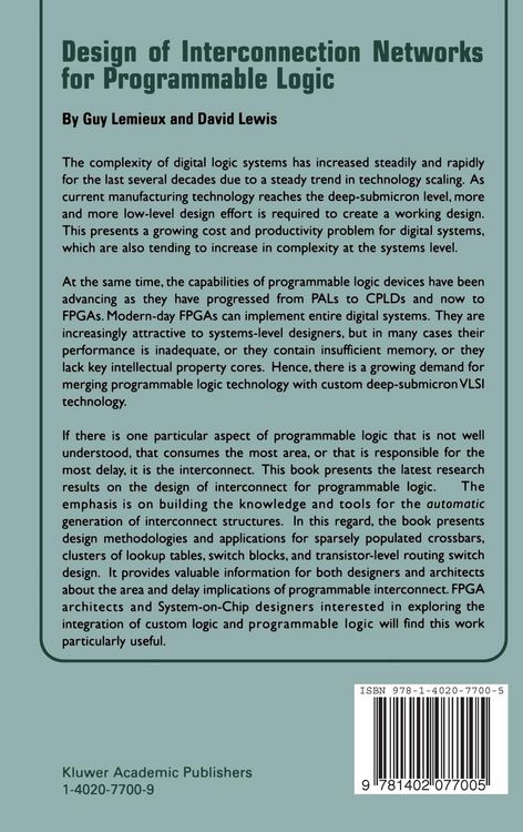 Produktbild: Design of Interconnection Networks for Programmable Logic