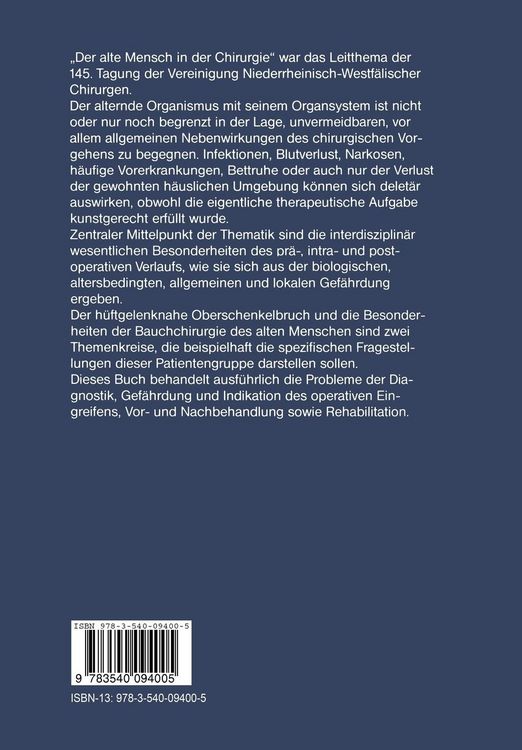 Produktbild: Der alte Mensch in der Chirurgie
