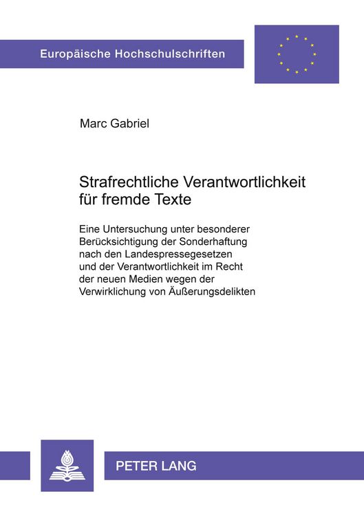 Produktbild: Strafrechtliche Verantwortlichkeit f&uuml;r fremde Texte