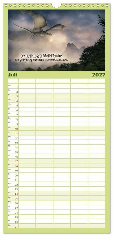 Produktbild: Familienplaner 2027 - Wo die wilden Drachen wohnen mit 5 Spalten (Wandkalender, 21 x 45 cm) CALVENDO